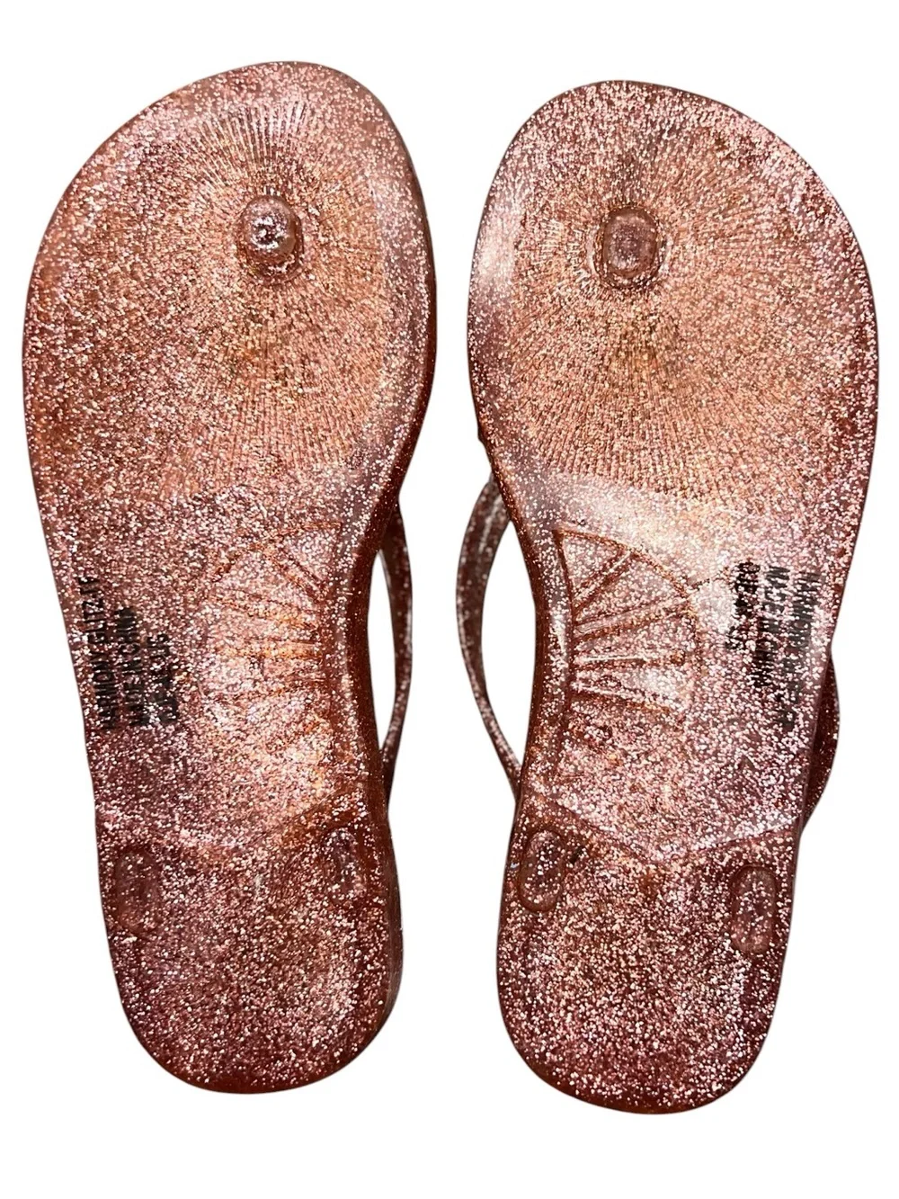 Michael Kors Rose Gold Glitter Jelly Bow Flip Flops Girls Size 1